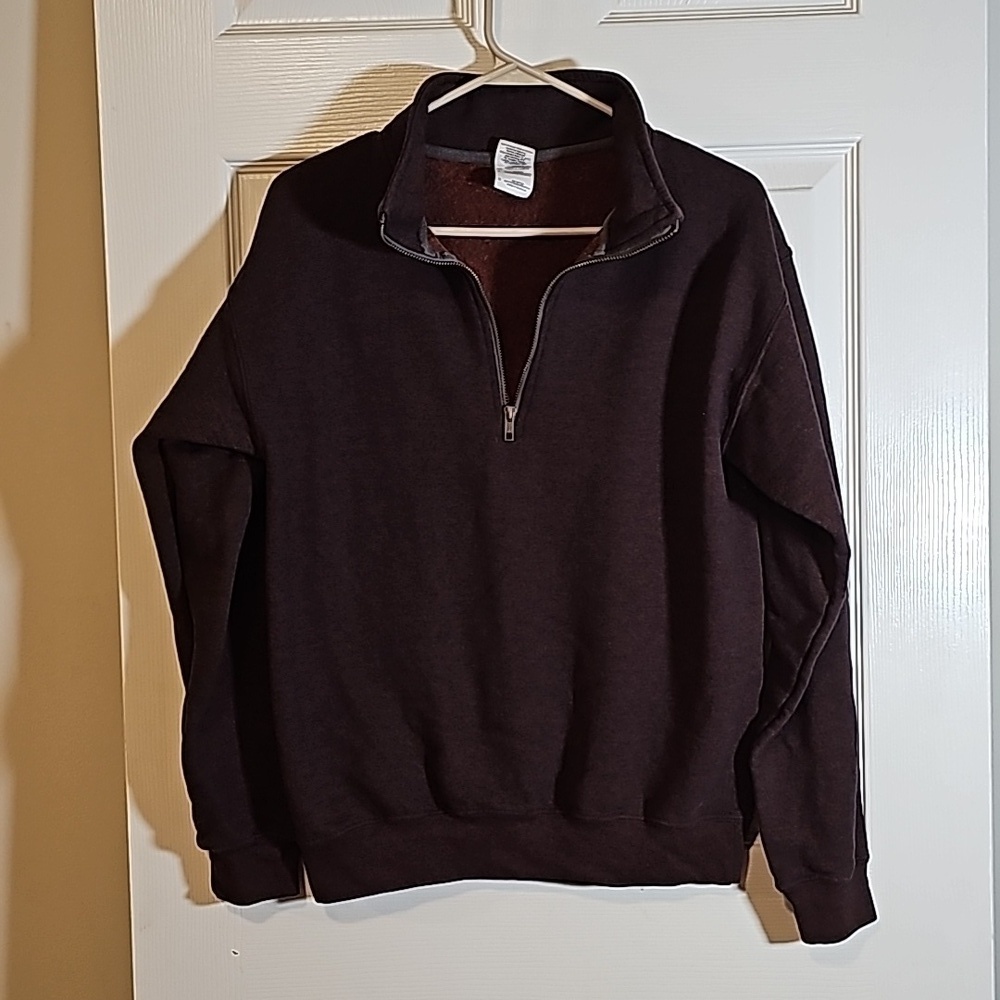 Gildan Quarter Zip Pullover Brown Size S